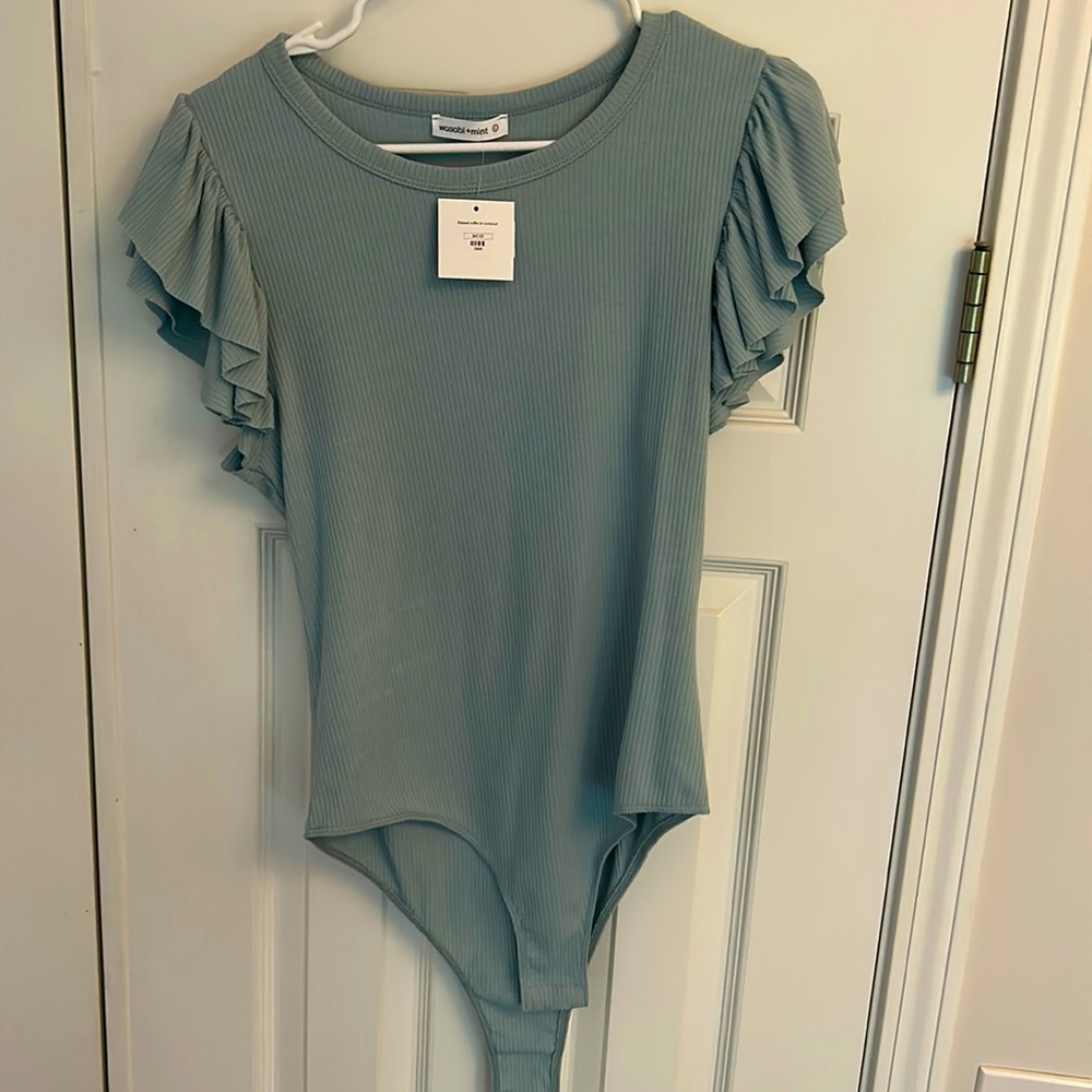 Wasabi + Mint Ribbed Body Suit Size Large NWT